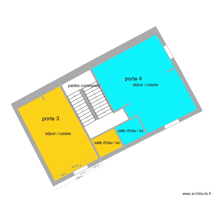 julisa 2eme étage. Plan de 5 pièces et 65 m2