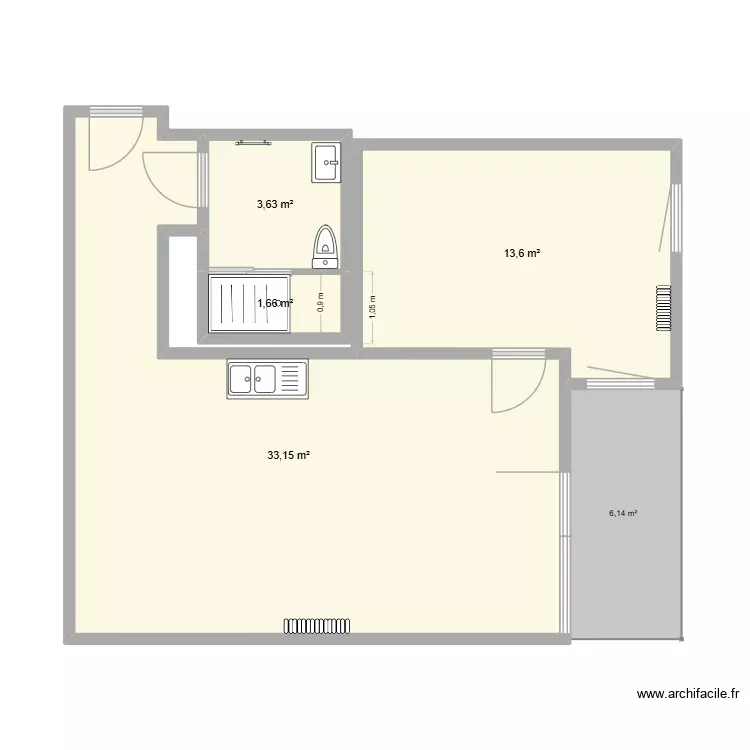 Appartement actualisé. Plan de 4 Pièces et 52 m² Appartement actualisé. Plan de 4 Pièces et 52 m²