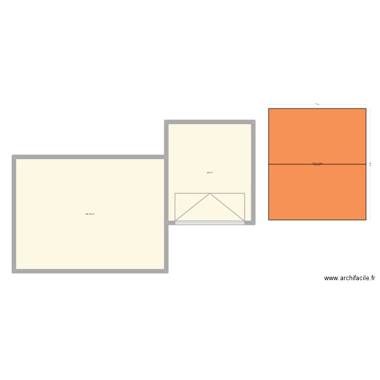 essaie 1. Plan de 2 pièces et 127 m2