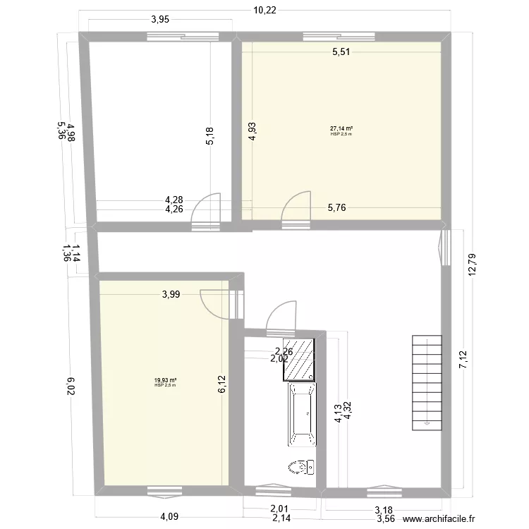 1 etage. Plan de 2 Pièces et 47 m² 1 etage. Plan de 2 Pièces et 47 m²