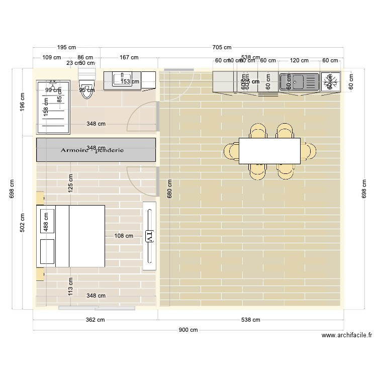 Maison Pam 2.0. Plan de 3 pièces et 59 m2