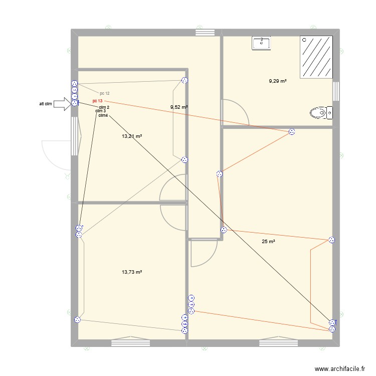 étage amenager 1. Plan de 9 pièces et 141 m2