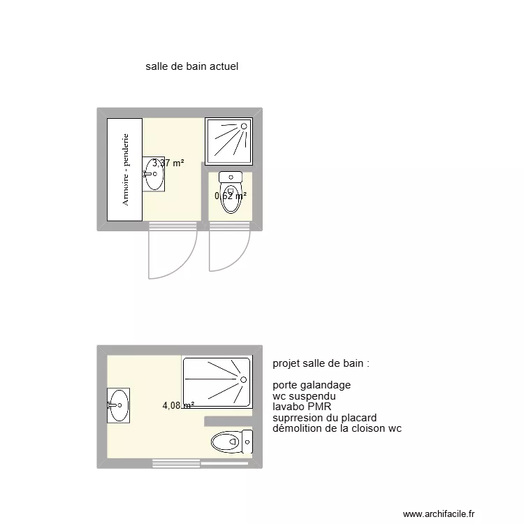 RIEU Fran&ccedil;ois. Plan de 3  et 8 m²