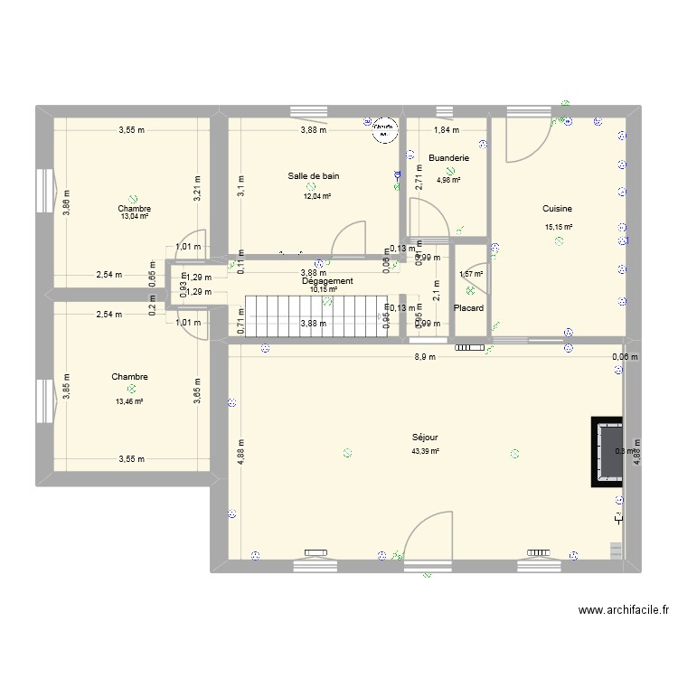 guy adriers. Plan de 9 pièces et 114 m2