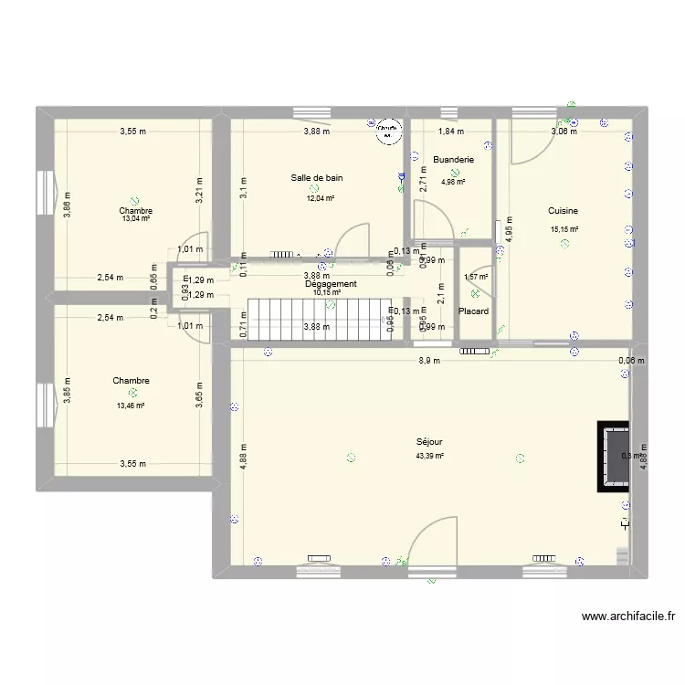 guy adriers. Plan de 9 pièces et 114 m²