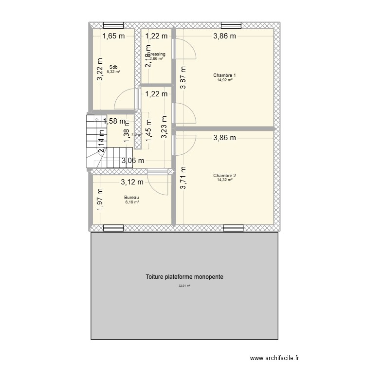 maison avant. Plan de 6 pièces et 51 m2