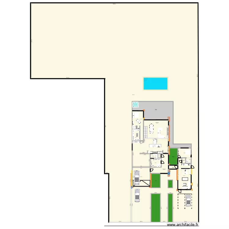 Plan villa 3 (Grand terrain). Plan de 23  et 3399 m²