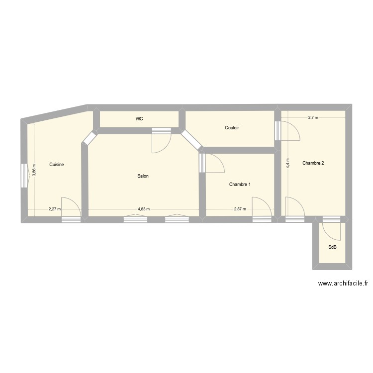 AAAA. Plan de 7 pièces et 54 m2