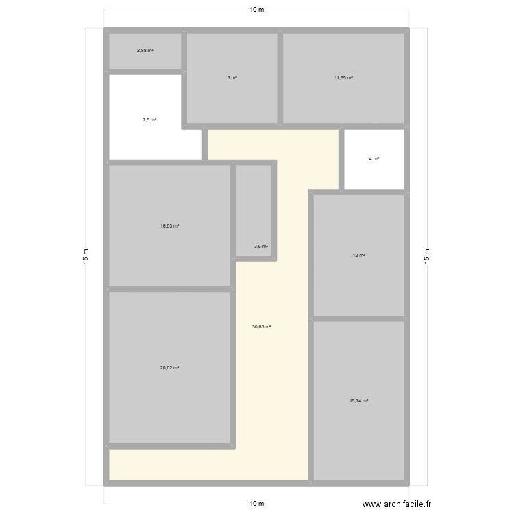 Plan const A. Plan de 11 pièces et 133 m2