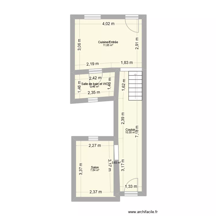 Maison. Plan de 5  et 34 m²