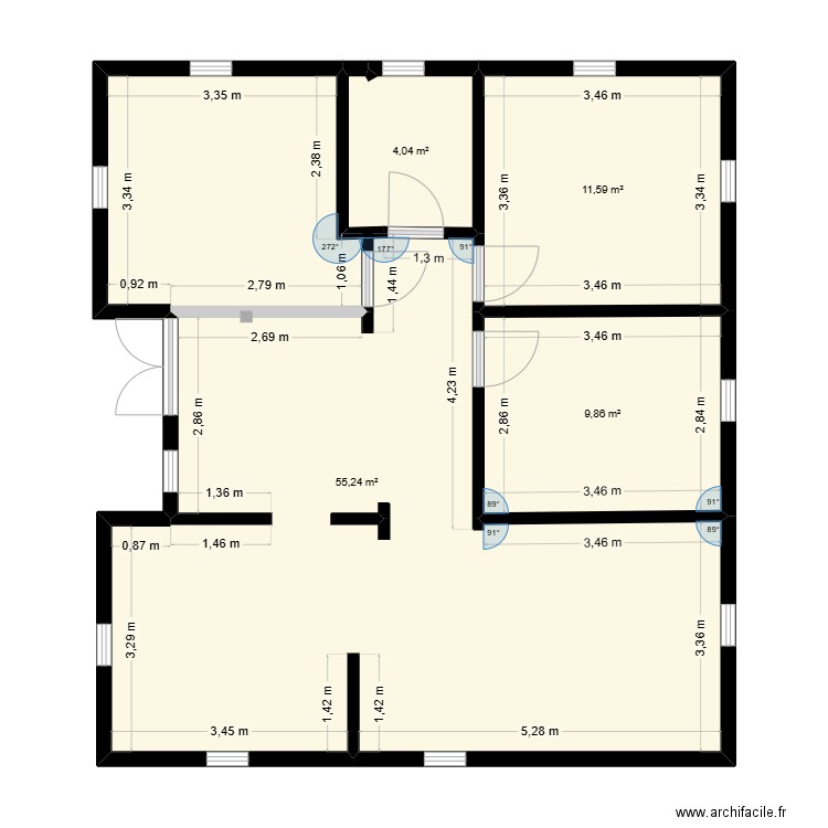 mi casa. Plan de 4 pièces et 81 m2