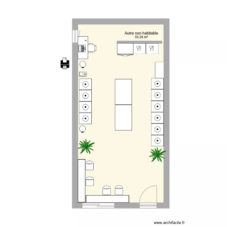 laverie. Plan de 1  et 33 m²
