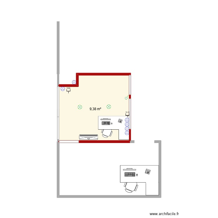bureau francois. Plan de 1 pièce et 9 m2