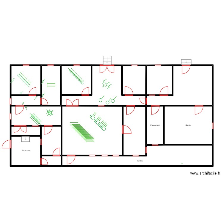 circuit lumiere du Maternité DJODJI-ZOUME. Plan de 12 pièces et 153 m2