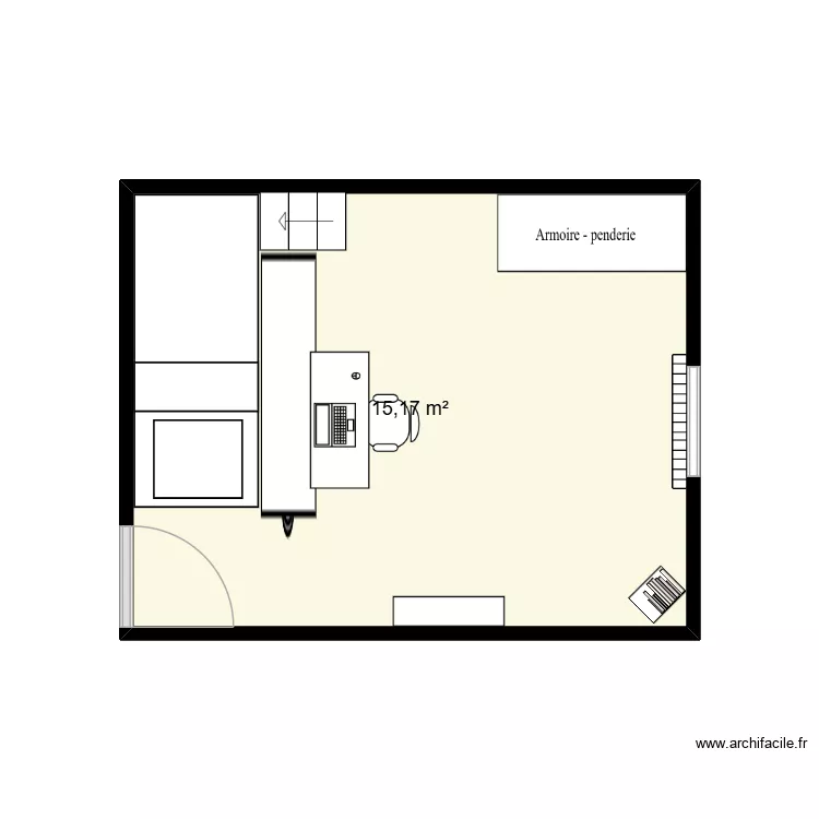 ma chambre Theo balbeur 2 f. Plan de 1  et 15 m²