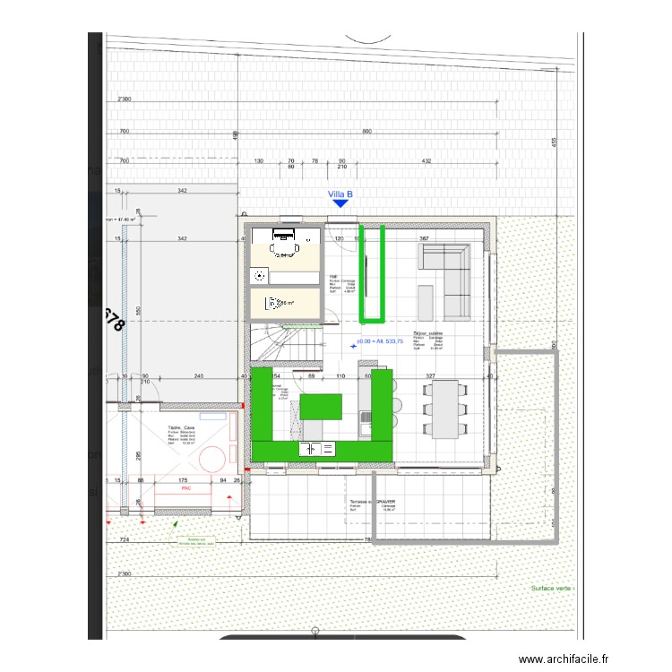 rez st pierre. Plan de 2 pièces et 6 m2