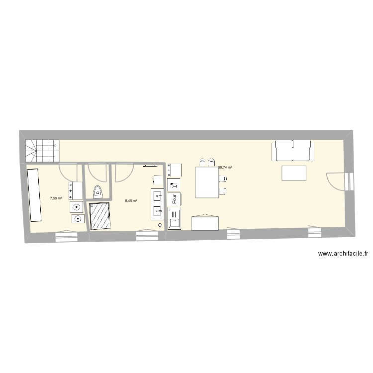 CEILLAC. Plan de 3 pièces et 56 m2