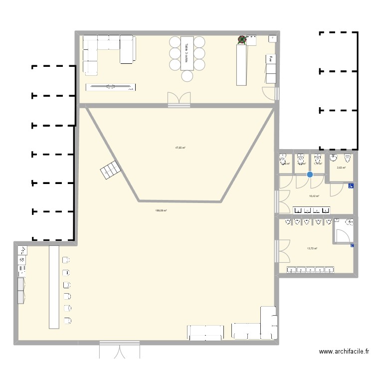 salle de spectacle . Plan de 8 pièces et 277 m2