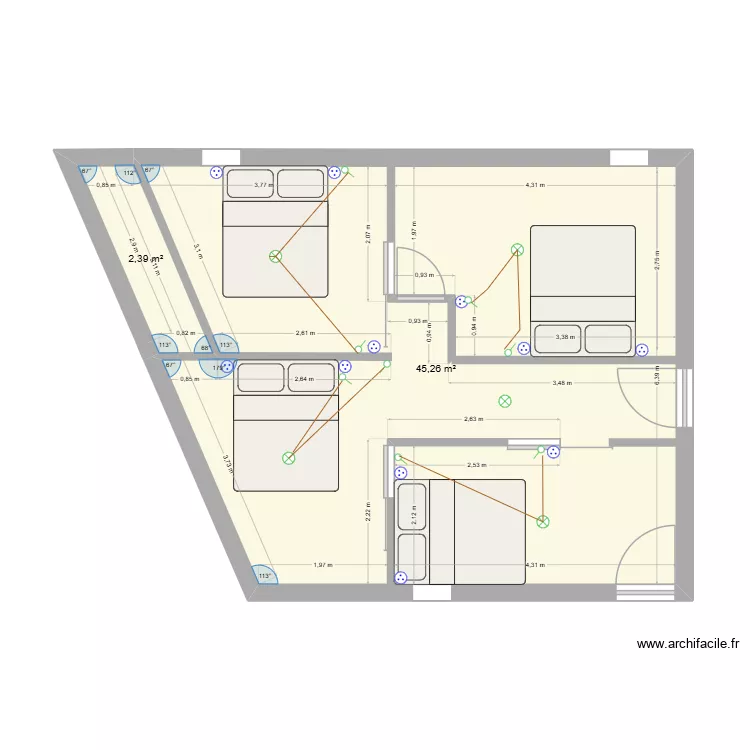 JC MABIRE. Plan de 2 Pièces et 48 m² JC MABIRE. Plan de 2 Pièces et 48 m²