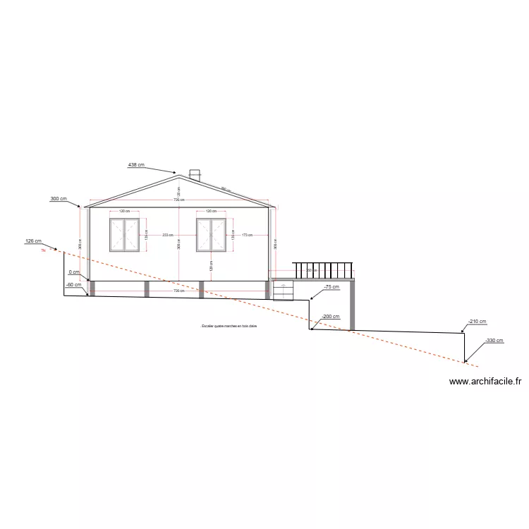 plan facade E. Plan de 
