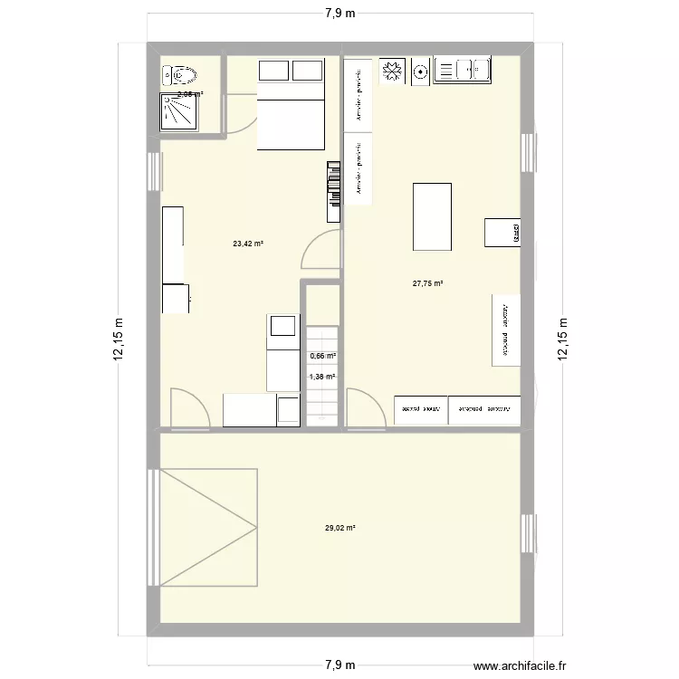 Fosses. Plan de 18 pièces et 168 m²