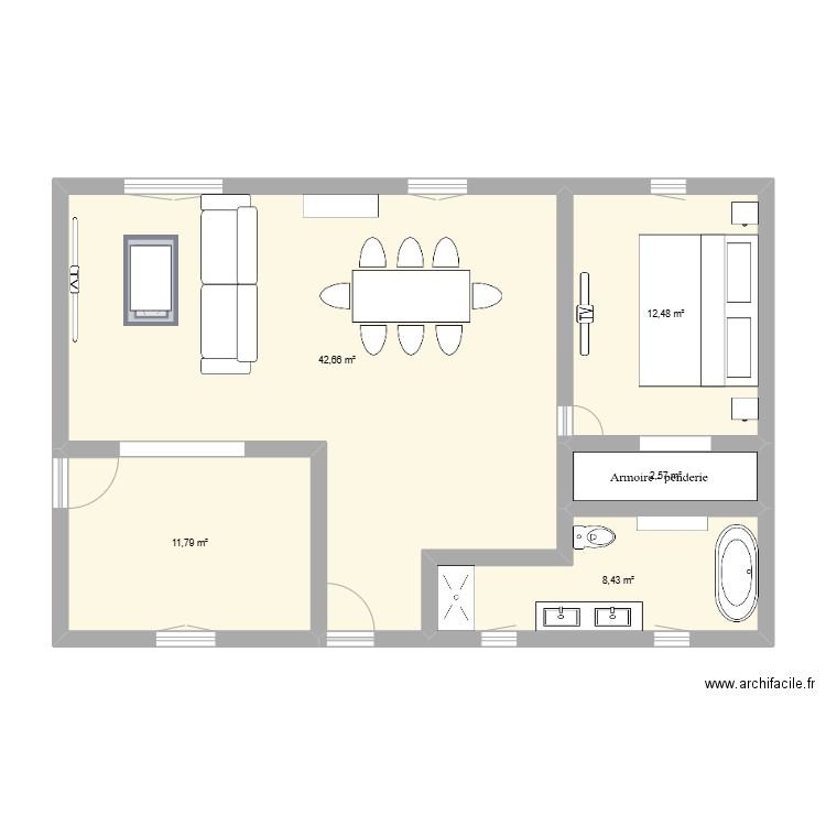 MAISON ENTIERE CASSE. Plan de 5 pièces et 78 m2