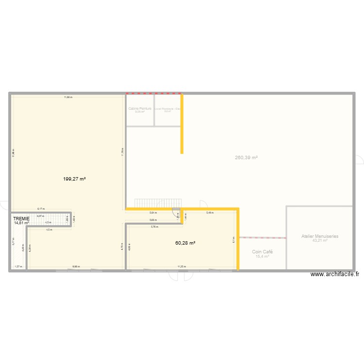 LOCAL FUTUR. Plan de 26 pièces et 875 m2