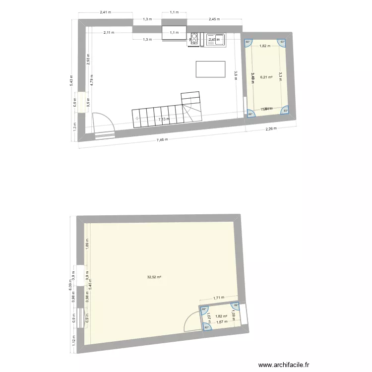 Salies PJ Toulot. Plan de 3  et 41 m²
