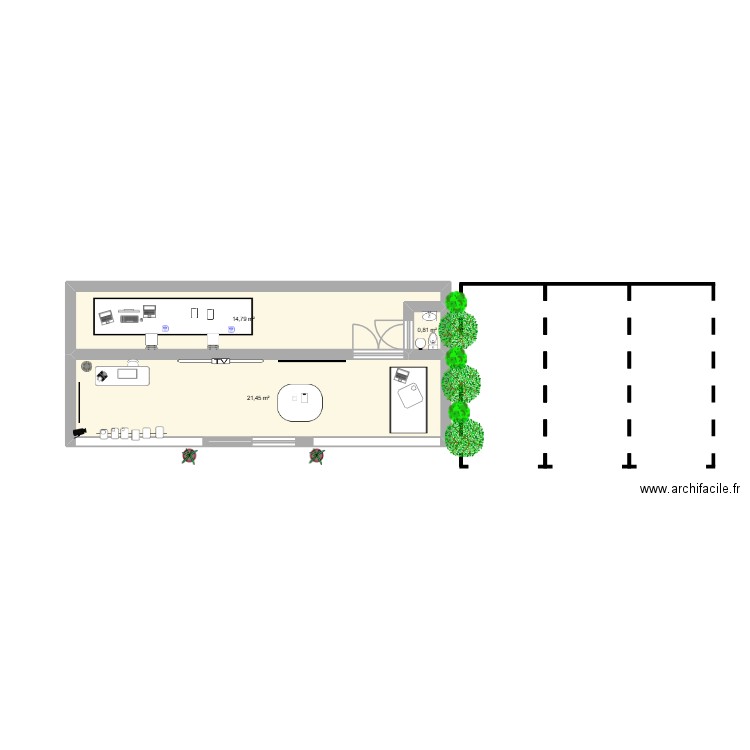 Agencement INFOS PLUS. Plan de 3 pièces et 37 m2