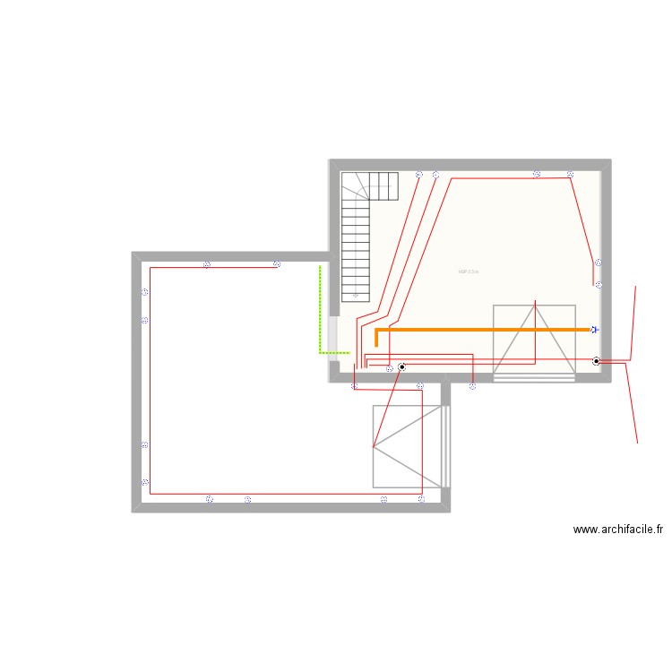 SOU SOL. Plan de 1 pièce et 46 m2