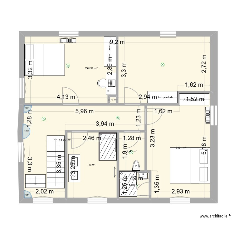1er étage Reichshoffen. Plan de 7 pièces et 71 m2