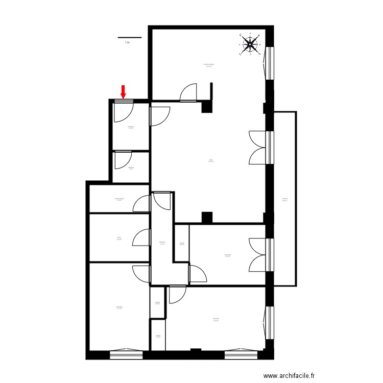 ED. RAL 2-2. ORDINO. Plan de 14 pièces et 93 m2