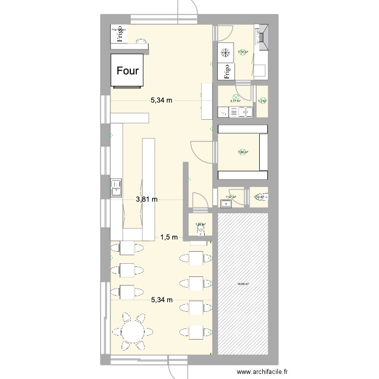 plan resto Giu. Plan de 9 pièces et 132 m2