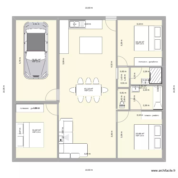 Plan de la future maison : valid&eacute;. Plan de 6  et 98 m²