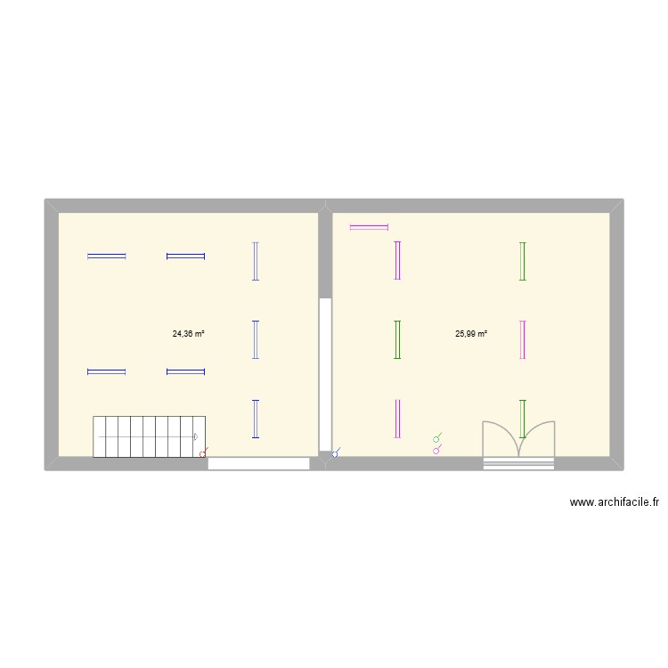 Hangar Aisey. Plan de 2 pièces et 50 m2