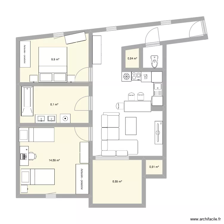plan 1. Plan de 6  et 41 m²