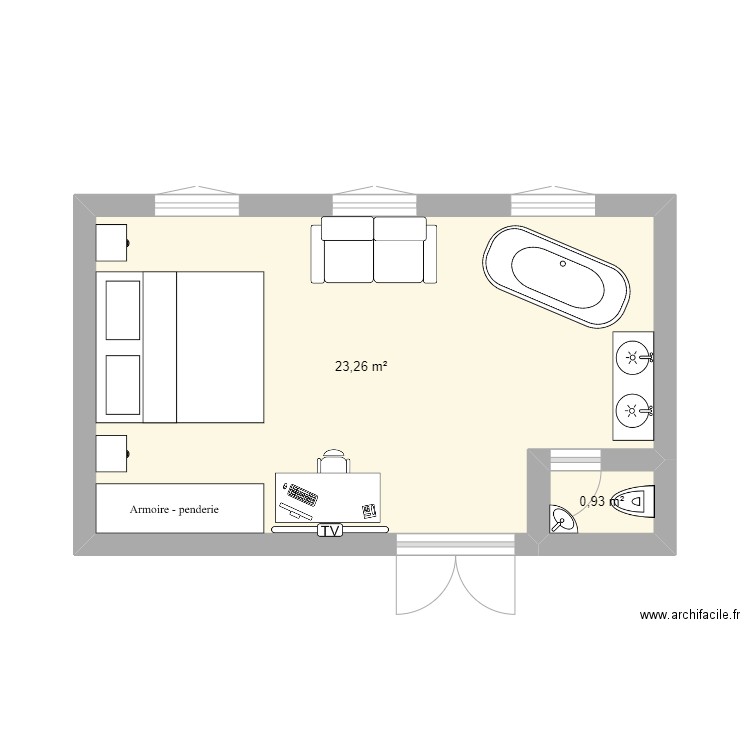 suite. Plan de 0 pièce et 0 m2