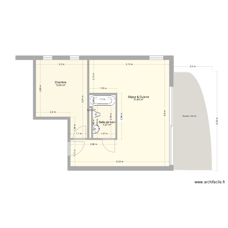 Mont d'Or. Plan de 4 pièces et 50 m2