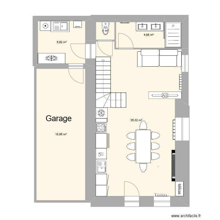 Labergement 3. Plan de 5 pièces et 66 m2