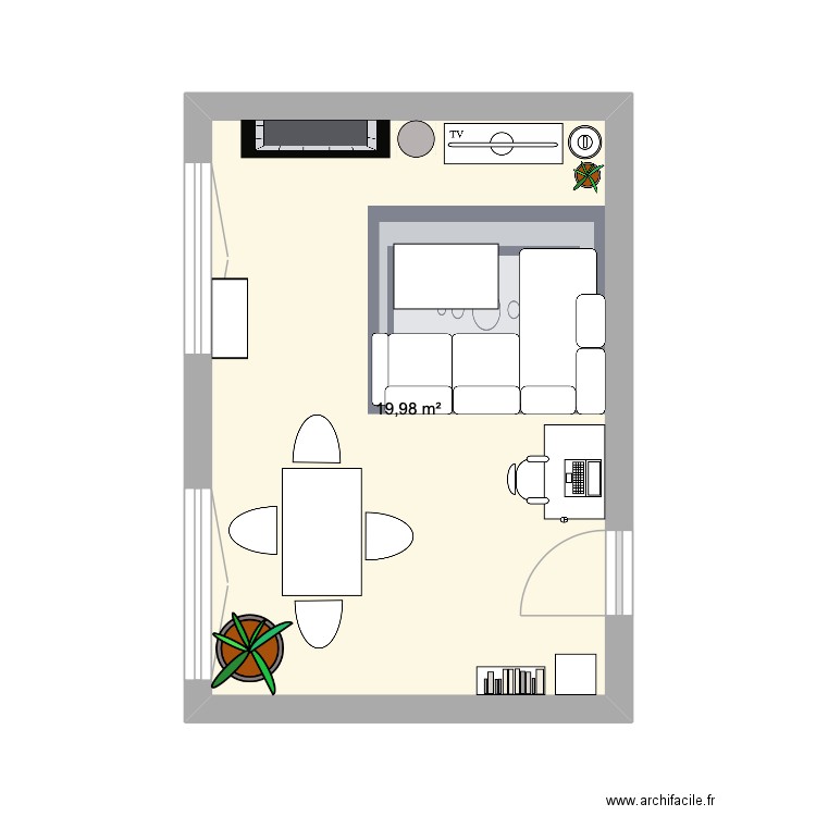 Appartement Nantes 2. Plan de 1 pièce et 20 m2