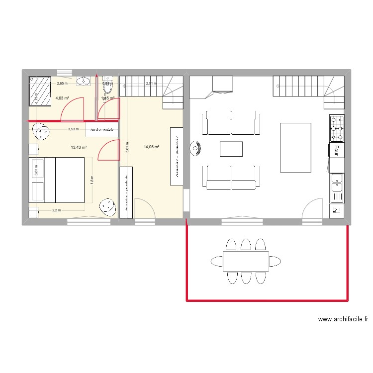 PLOUBAZ projet. Plan de 4 pièces et 34 m2