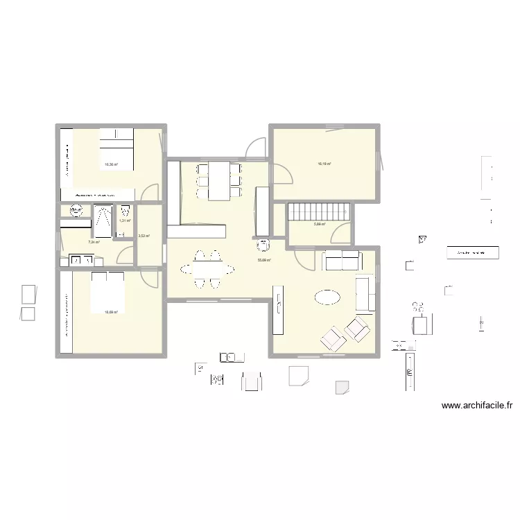 plan h. Plan de 9  et 126 m²