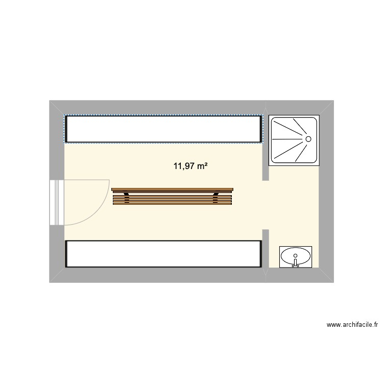 centre auto. Plan de 1 pièce et 12 m2