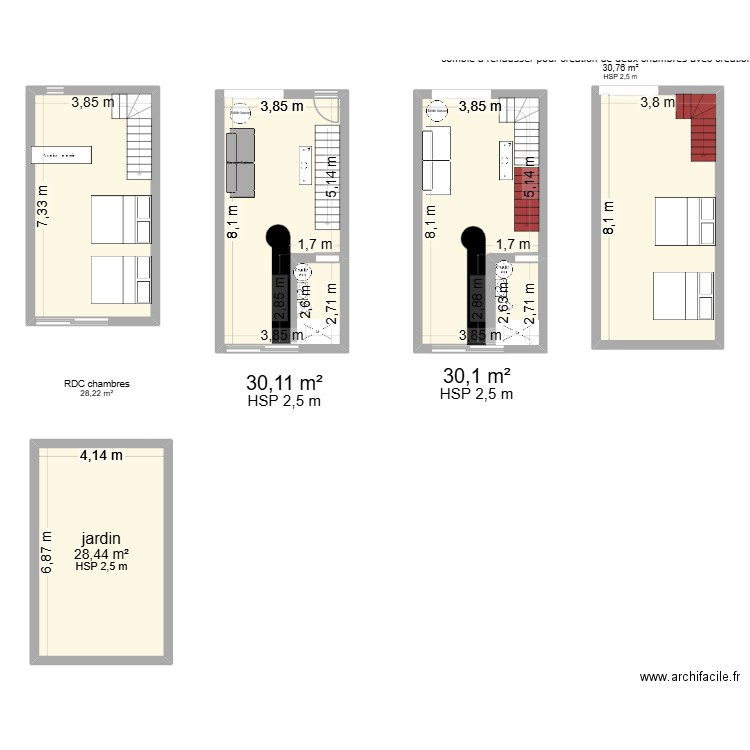 carrieres. Plan de 5 pièces et 148 m2