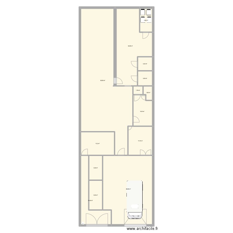 cuisine traiteur bis. Plan de 14 pièces et 255 m2