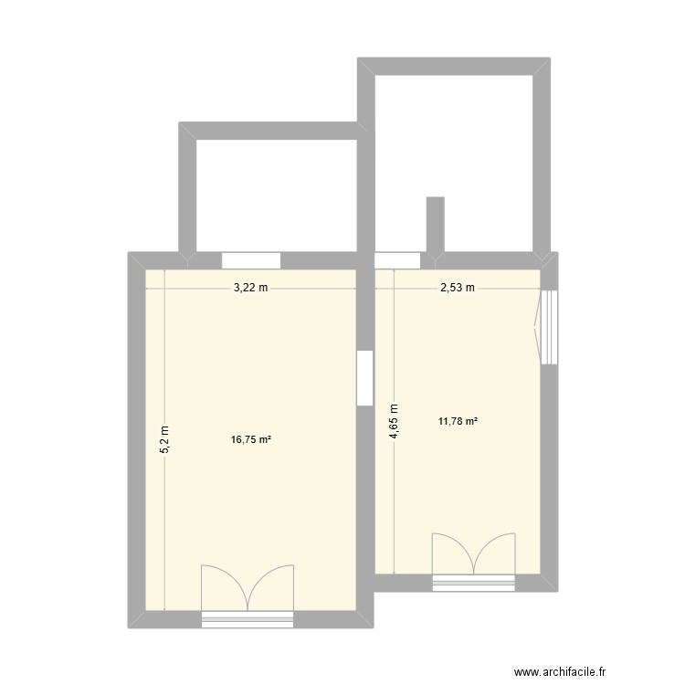 Bas Romaga. Plan de 2 pièces et 29 m2