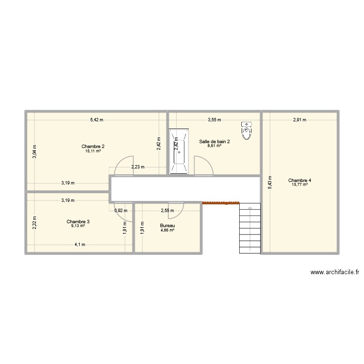 Ardres 2. Plan de 5 pièces et 53 m2