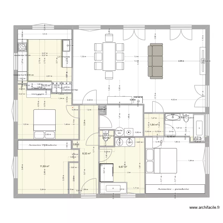 essai fin. Plan de 9  et 59 m²