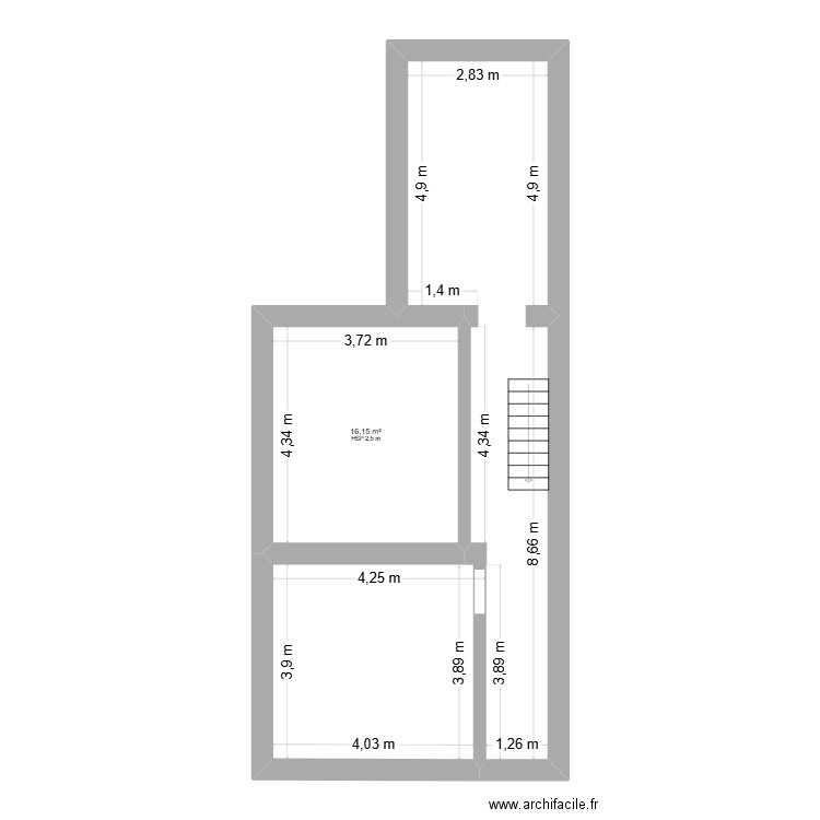 PLAN CAVE -1. Plan de 2 pièces et 58 m2