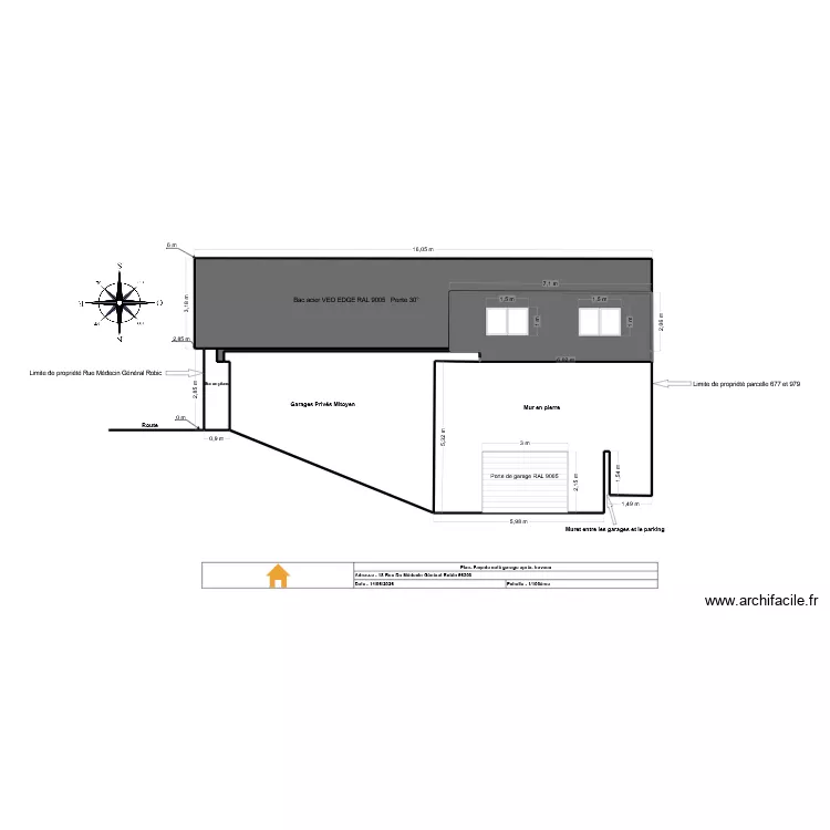 Façade coté garage après travaux.20.. Plan de 7 et 126 m² Façade coté garage après travaux.20.. Plan de 7 et 126 m²